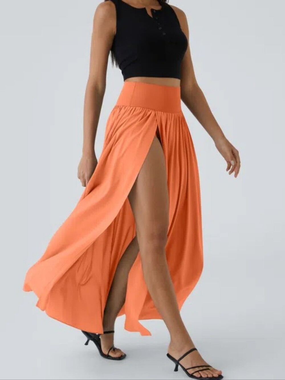 HALARA Coral High-Slit Maxi Skirt with Wide Waistband